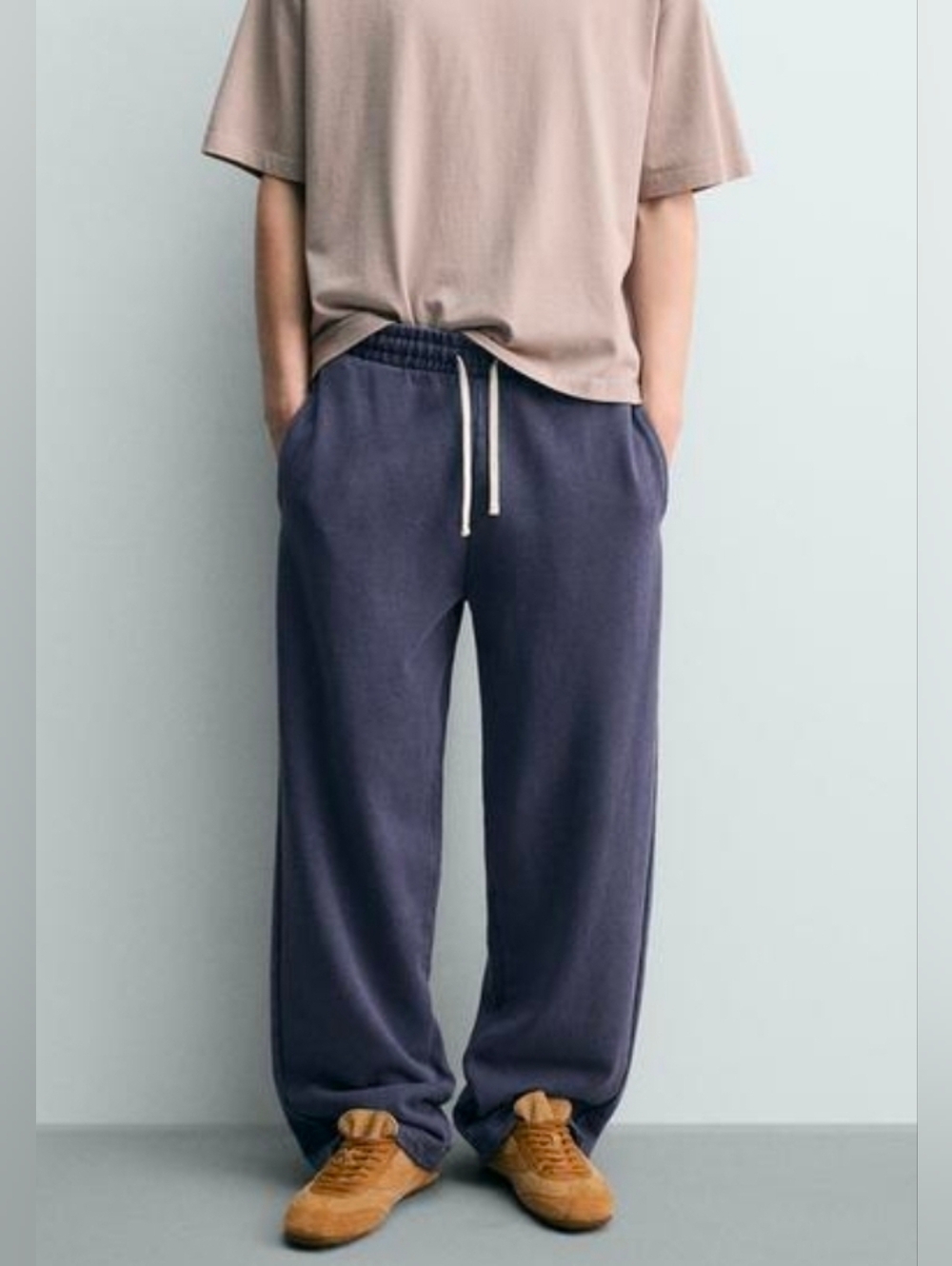 NWT! Zara Men Baggy Navy Drawstring Sweatpants Size M
